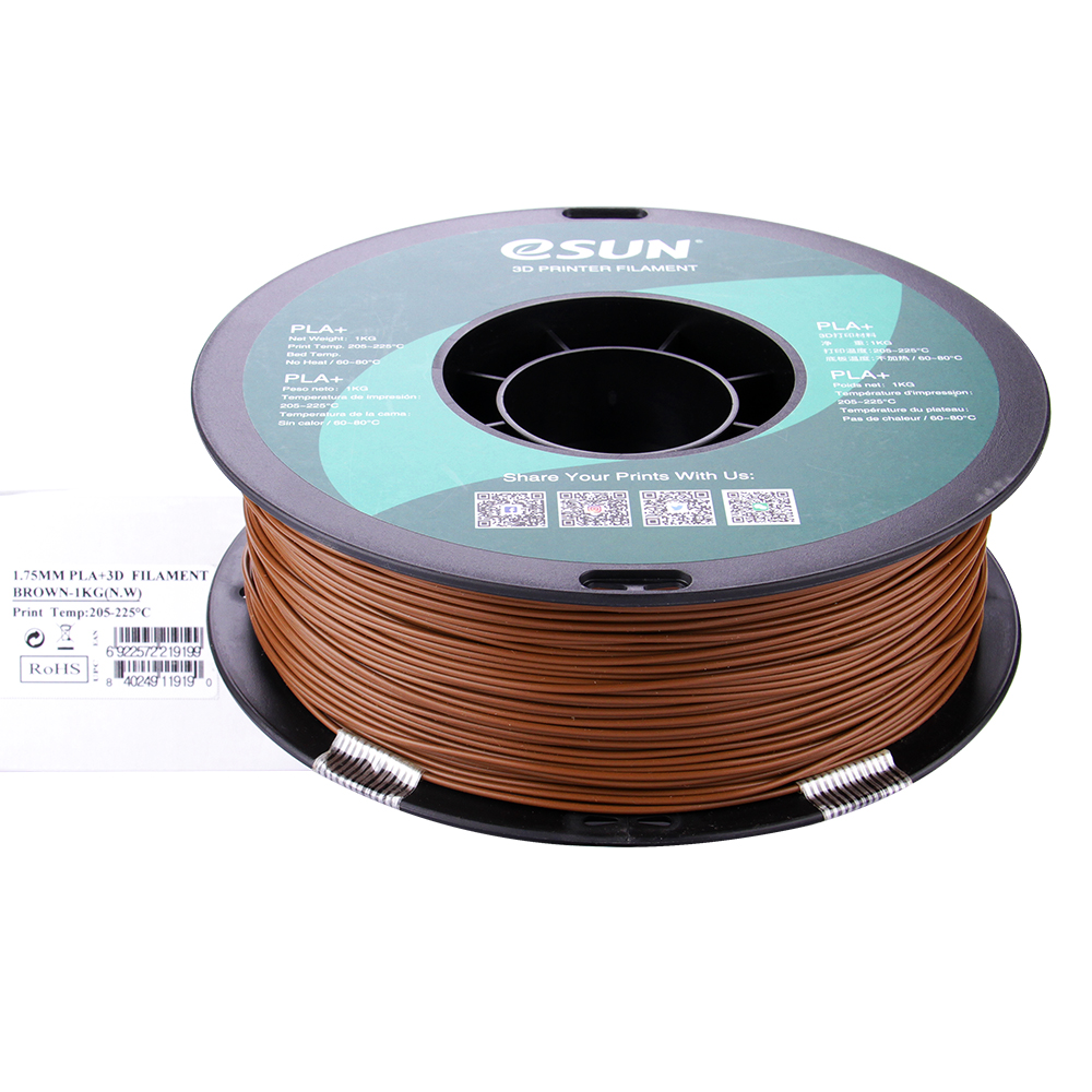 eSUN PLA+ 1.75mm 3D Printer Filament - 1kg - Brown | High-Toughness Professional PLA - Image 2