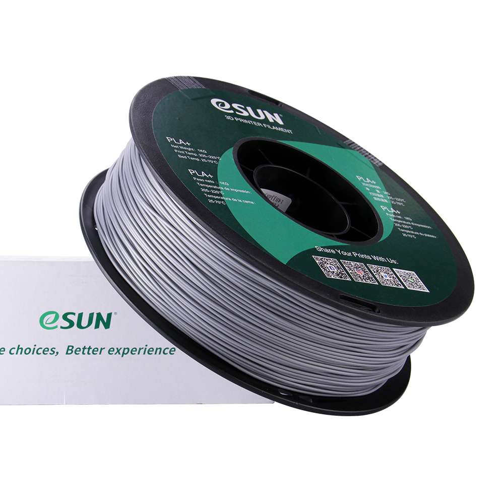 eSUN PLA+ 1.75mm 3D Printer Filament - 1kg - Silver | High-Toughness Professional PLA - Image 3