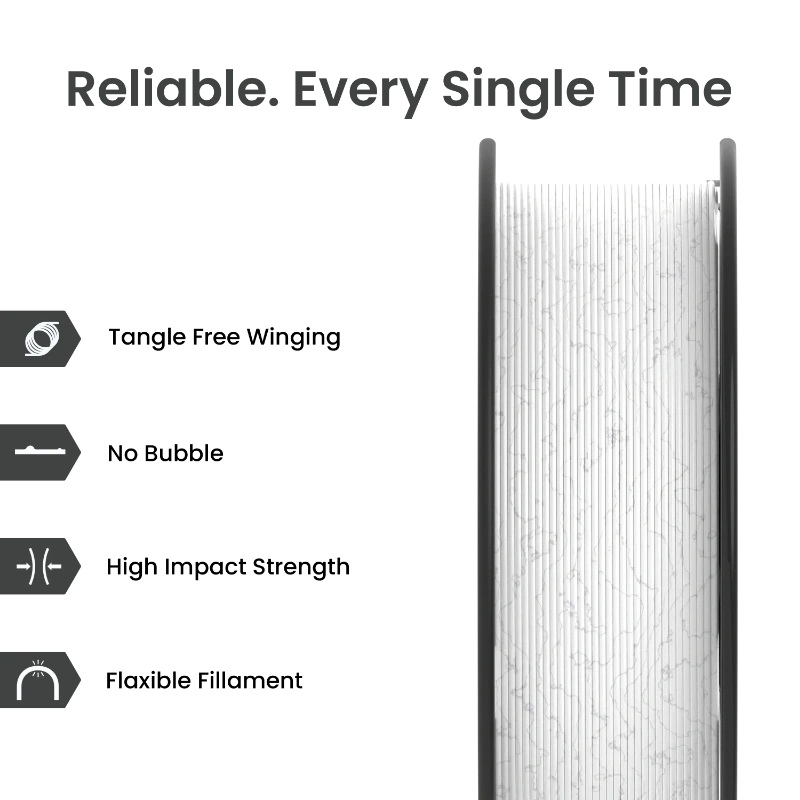 AlmightyFila PLA+ 3D Printing Filament (Marble White) | 1.75mm, 1kg - Image 2
