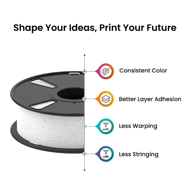 AlmightyFila PLA+ 3D Printing Filament (Marble White) | 1.75mm, 1kg - Image 3