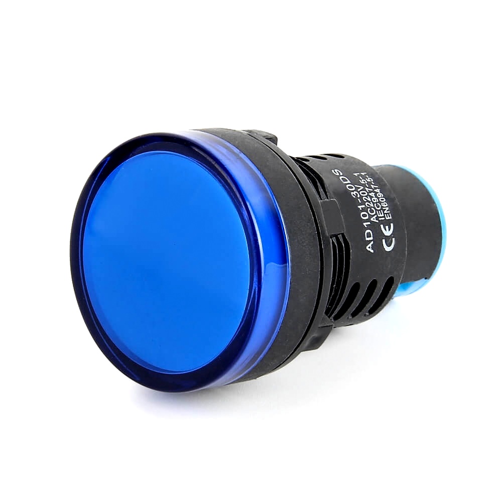 AD16-30DS 30MM LED Power Pilot Signal Indicator | 24V AC/DC Blue Pilot Lamp