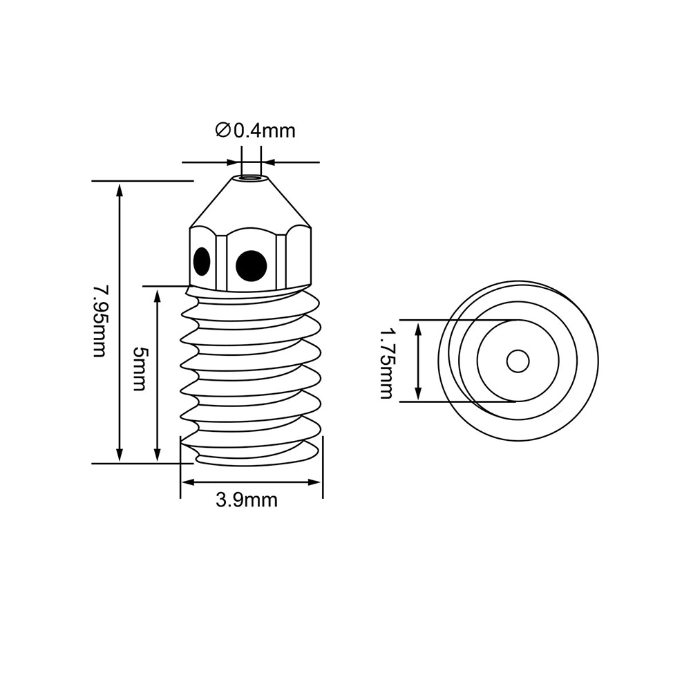 Brass Nozzle for Bambu Lab A1 mini - Image 2