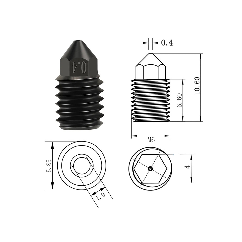 Hardened Steel Nozzle for Bambu Lab A1 Mini | 500℃ High-Temp Performance - Image 2
