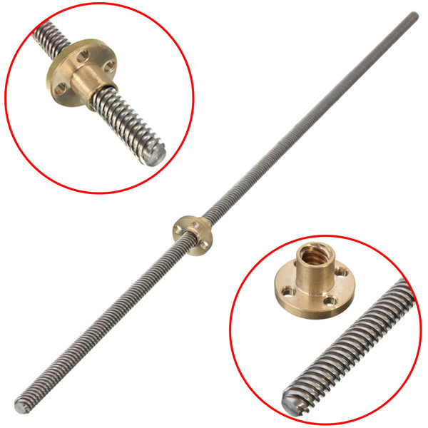 300mm Trapezoidal 1-Start Lead Screw (8mm Thread, 2mm Pitch) | Includes Brass Nut | Precision Linear Motion - Image 2