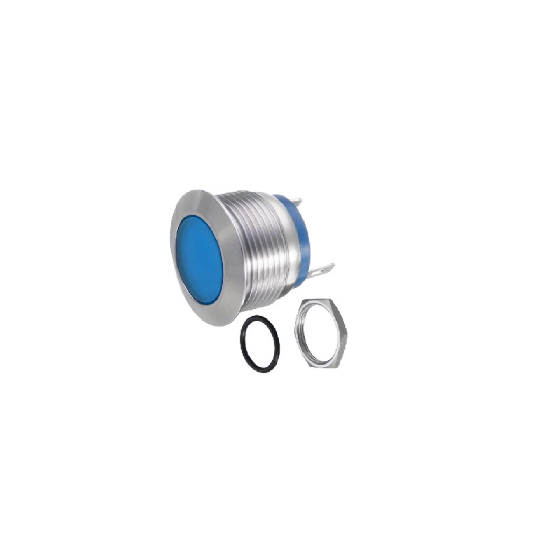 22MM Blue LED Metal Signal Indicator | 10-24V Stainless Steel Pilot Lamp (IP65)