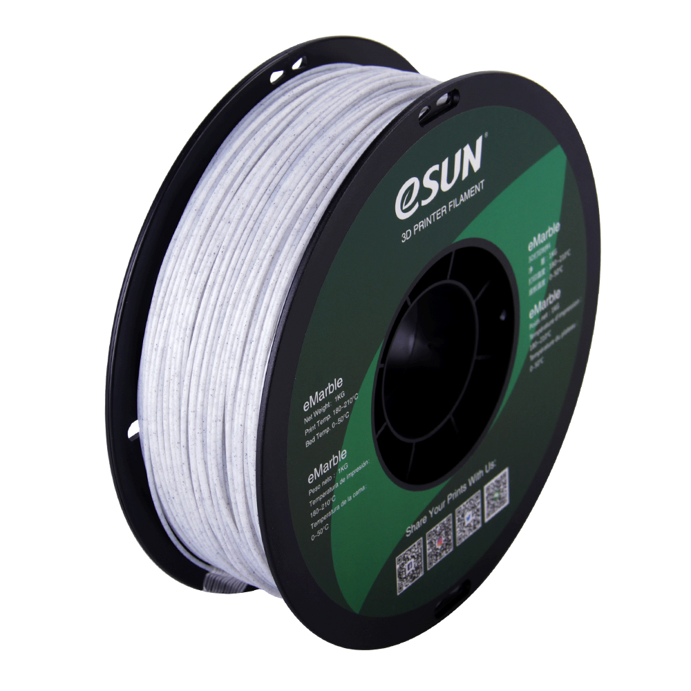 eSUN eMarble PLA 1.75mm 3D Printer Filament - 1kg - Natural | Authentic Marble Texture Effect - Image 2