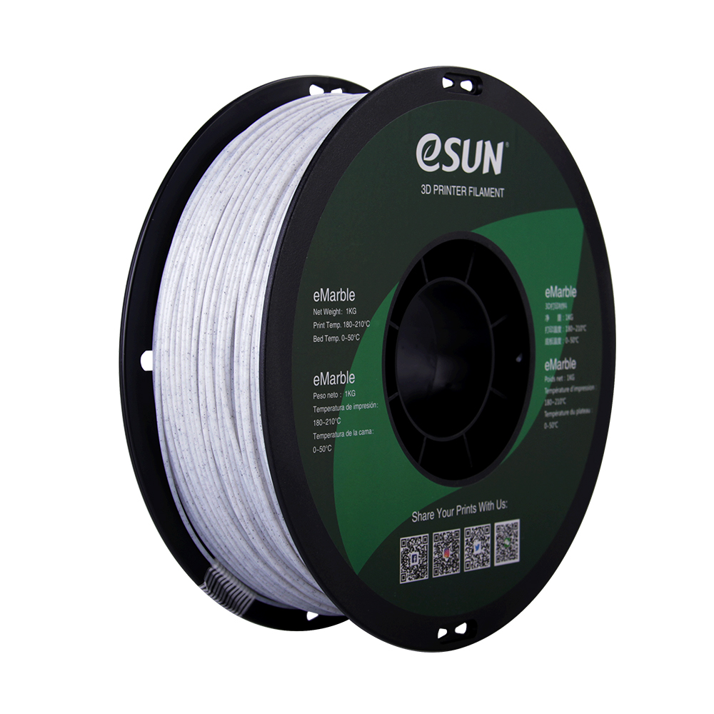 eSUN eMarble PLA 1.75mm 3D Printer Filament - 1kg - Natural | Authentic Marble Texture Effect