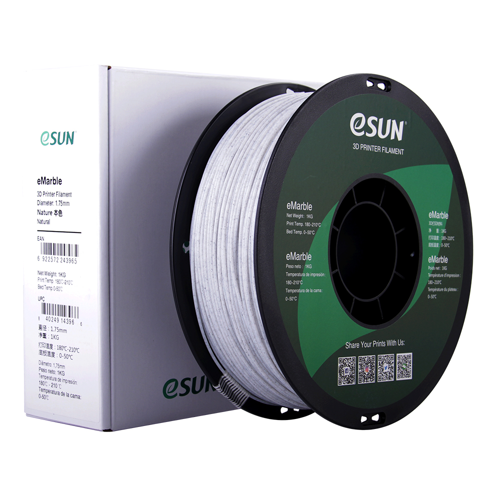 eSUN eMarble PLA 1.75mm 3D Printer Filament - 1kg - Natural | Authentic Marble Texture Effect - Image 4