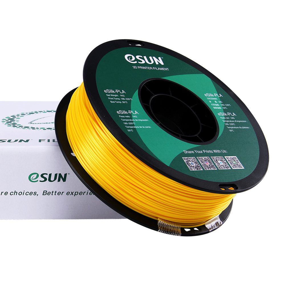 eSUN eSilk-PLA 1.75mm 3D Printer Filament - 1kg - Vibrant Yellow | High-Gloss Silk Aesthetic - Image 3
