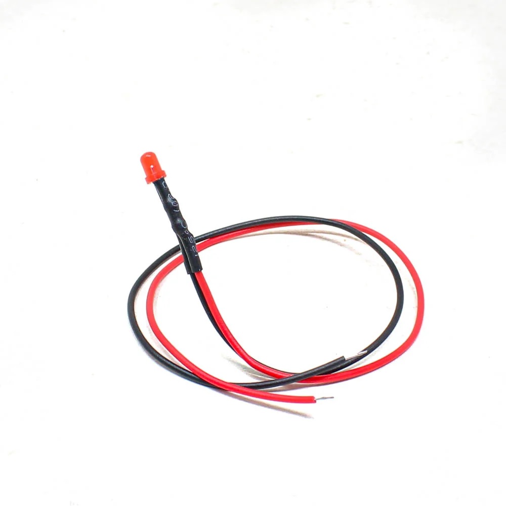 3MM Red LED Signal Indicator | 3V Pilot Lamp with 20CM Cable (Pack of 5)