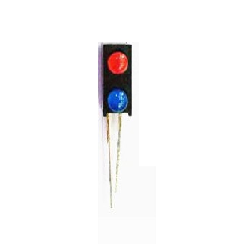 3MM Double Hole LED Light Holder with Red + Blue Side-by-Side LEDs (Pack of 10)