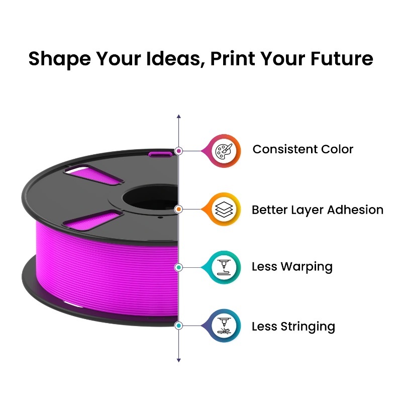 AlmightyFila 3D Printer Filaments PLA+ MAGENTA 1.75 MM / 1 KG - Image 4