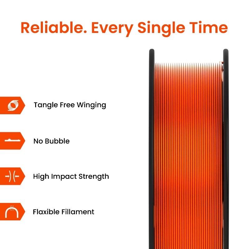 AlmightyFila 3D Printer Filaments PLA PRO GLOSSY ORANGE 1.75 MM / 1 KG - Image 3