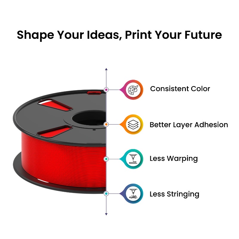 AlmightyFila 3D Printer Filaments PLA PRO GLOSSY RED 1.75MM / 1 KG - Image 3
