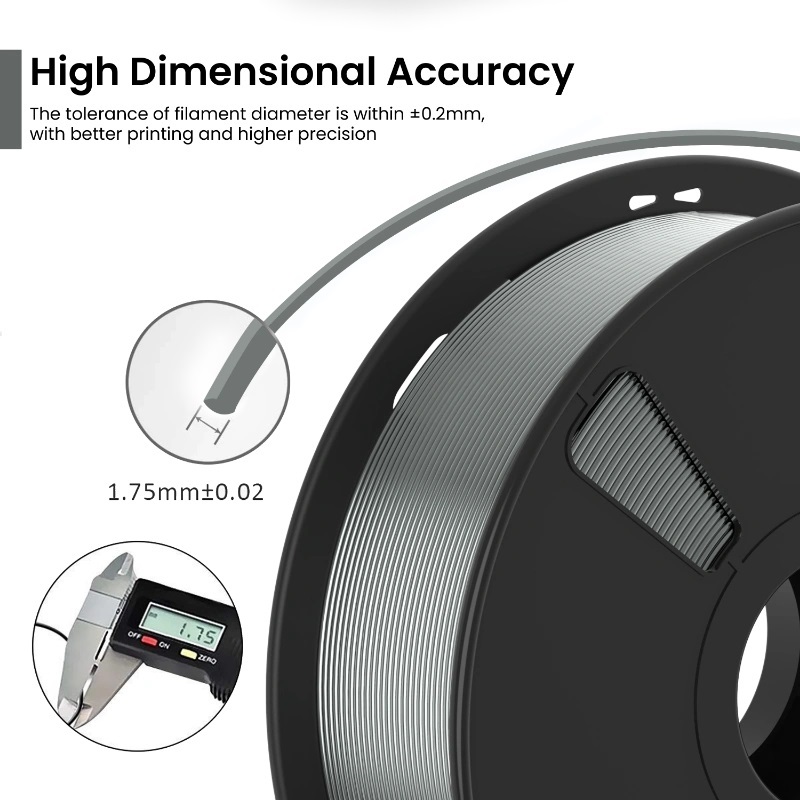 AlmightyFila PLA+ 3D Printing Filament (Silver Gray) | 1.75mm, 1kg - Image 4