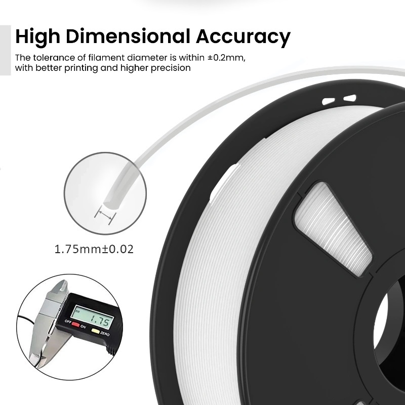 AlmightyFila 3D Printer Filaments PLA+ Transparent White 1.75 MM / 1 KG - Image 4