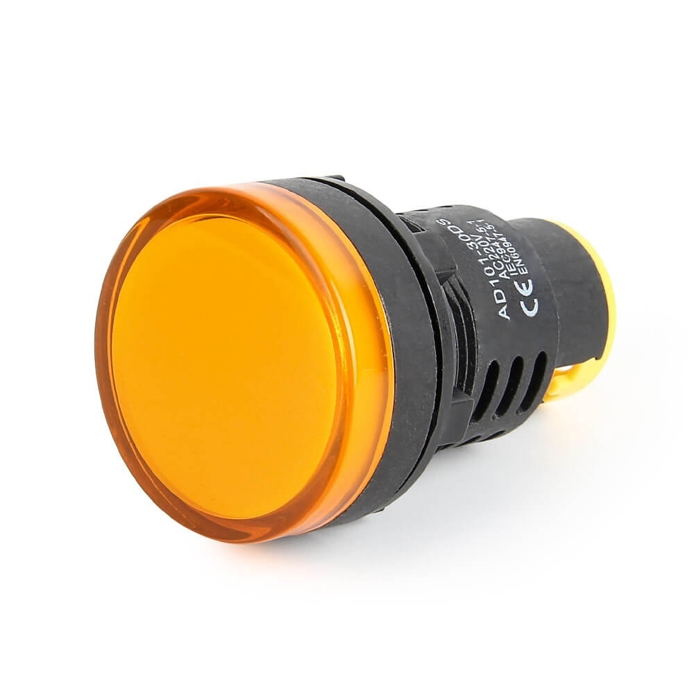 AD16-30DS 30MM LED Power Pilot Signal Indicator | 24V AC/DC Yellow Pilot Lamp