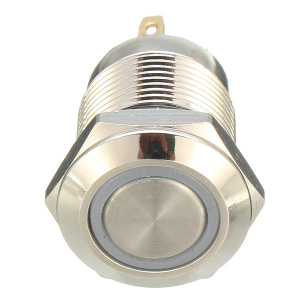12mm 24V Ring Light Momentary Metal Switch- Green Light - Image 5