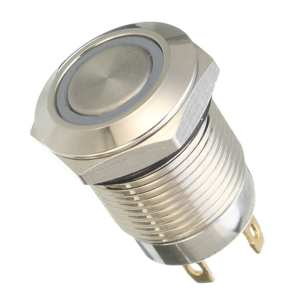 12mm 24V Ring Light Momentary Metal Switch- Green Light - Image 9