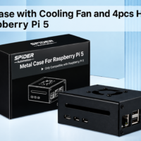 (SPIDER Automation) Metal Case for Raspberry Pi 5 with Adjustable Speed Fan & Heatsinks