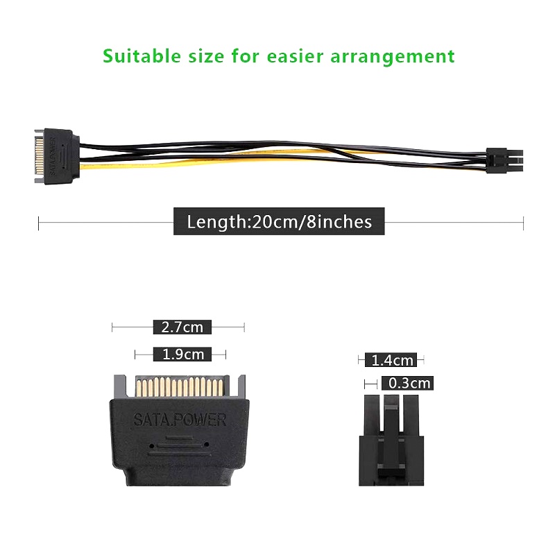 Dual SATA 15PIN to, 6PIN Graphics Card, Power Lines - Image 4