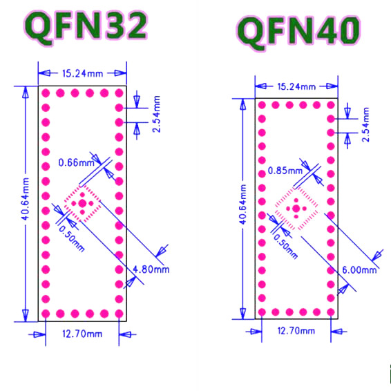 QFN32 QFN40 SMD to DIP Adapter PCB Board-2Pcs. - Image 2
