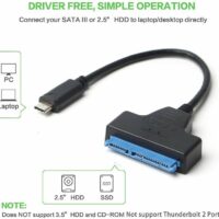SATA (7+15) Pin to Type-C External Hard Disk Data Cable